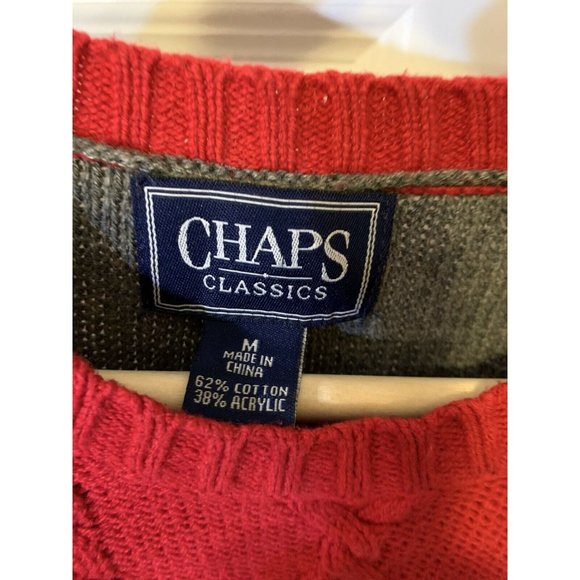 Chaps Red Gray Stripped Sweater Women’s‎ Sz M - Picture 2 of 6